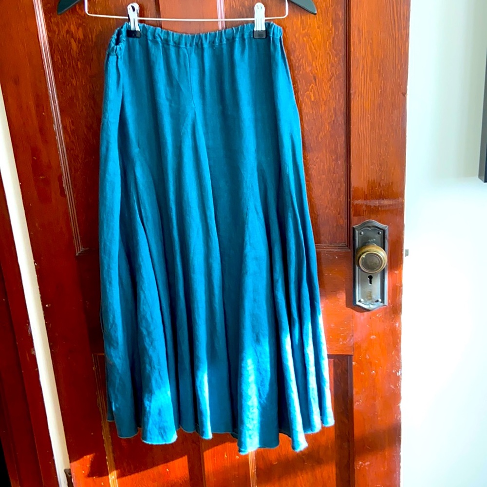 Linen gored skirt